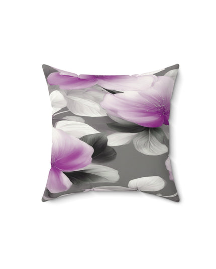 Purple Blossom Floral Bunch Faux Suede Square Pillow, 14" x 14"