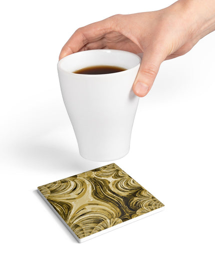 Uzi Spiral Light Brown 4" x 4" Square Ceramic Coaster
