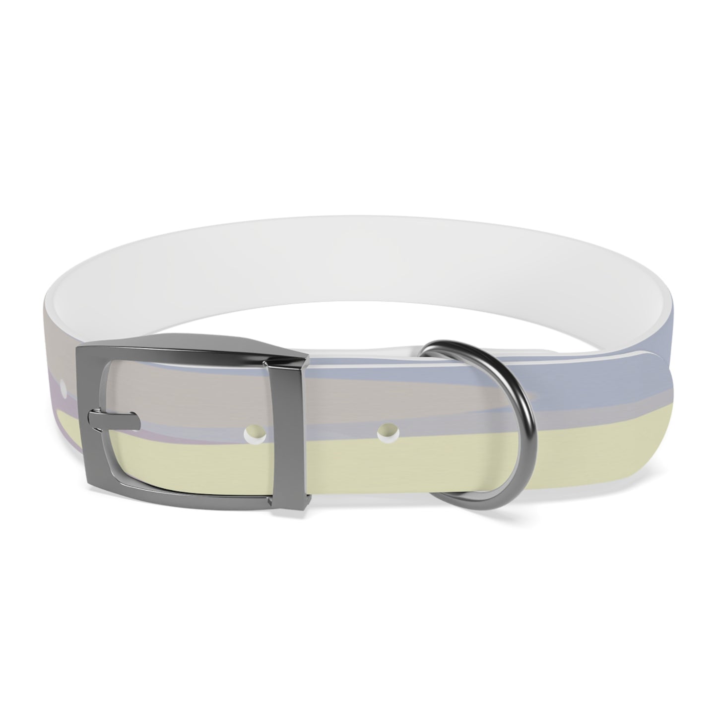 Pastel Soft Blue and Soft White Patches Medium Dog Collar
