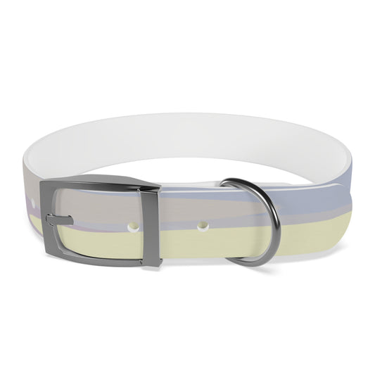 Pastel Soft Blue and Soft White Patches Medium Dog Collar