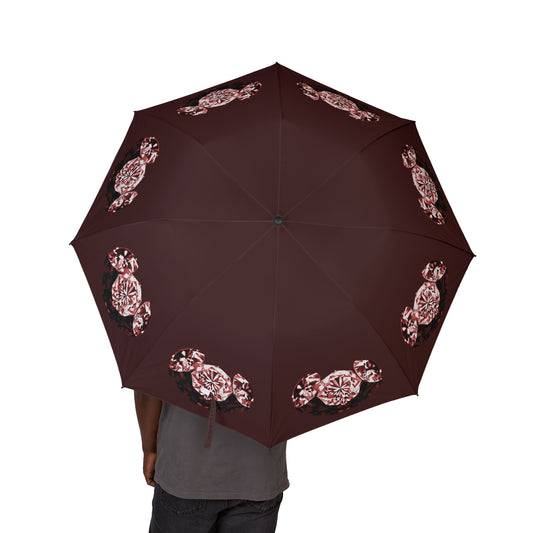 Stylish Garnet Tri-Diamonds Foldable Umbrella - Compact & Chic
