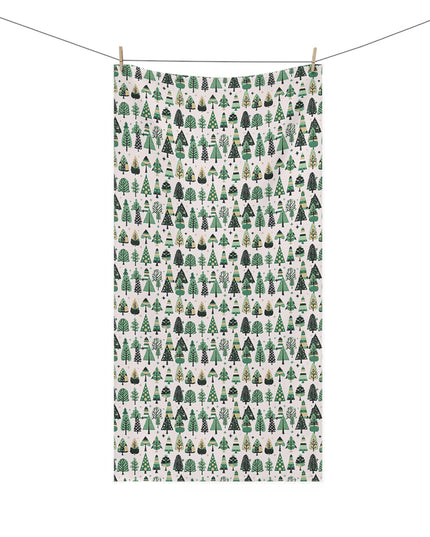 Mini Vintage Green Trees 30" x 60" Mink-Cotton Towel (50% polyester, 50% cotton)