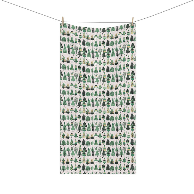 Mini Vintage Green Trees 30" x 60" Mink-Cotton Towel (50% polyester, 50% cotton)