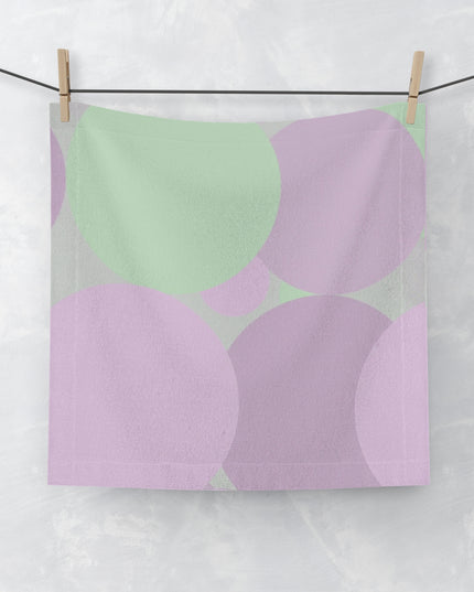 Pastel Lavender Purple and Soft Green Patches Face Towel, 13" x 13"