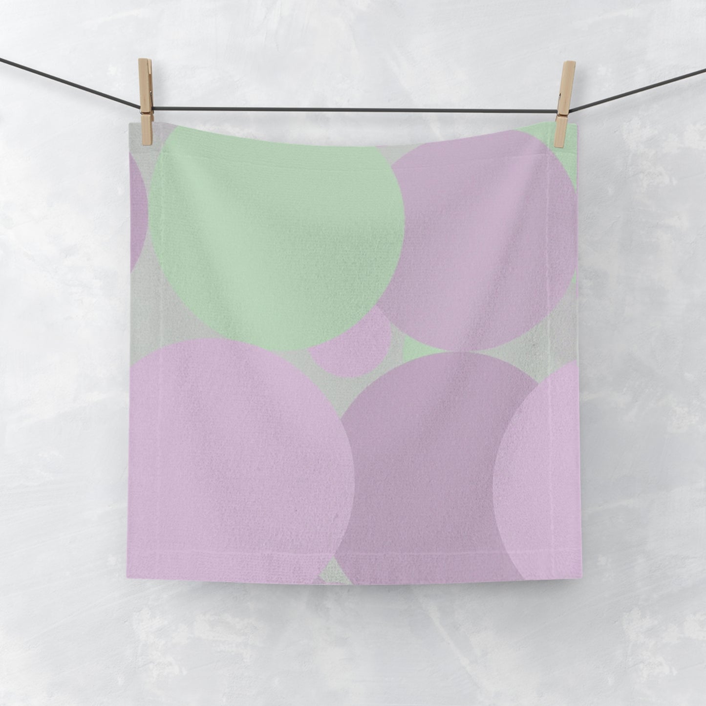Pastel Lavender Purple and Soft Green Patches Face Towel, 13" x 13"