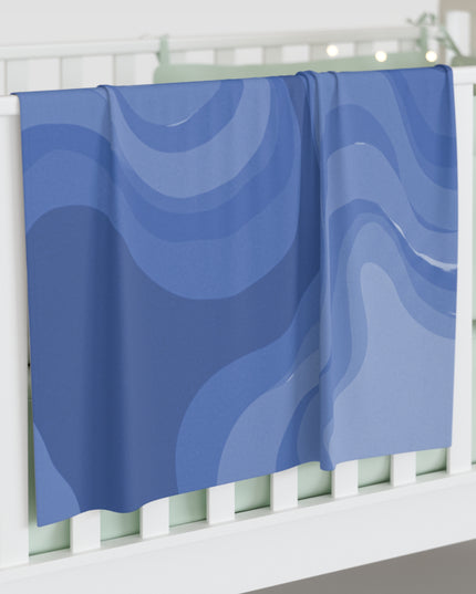 Deep Blue Wavey Baby Swaddle 30″×40″ Blanket
