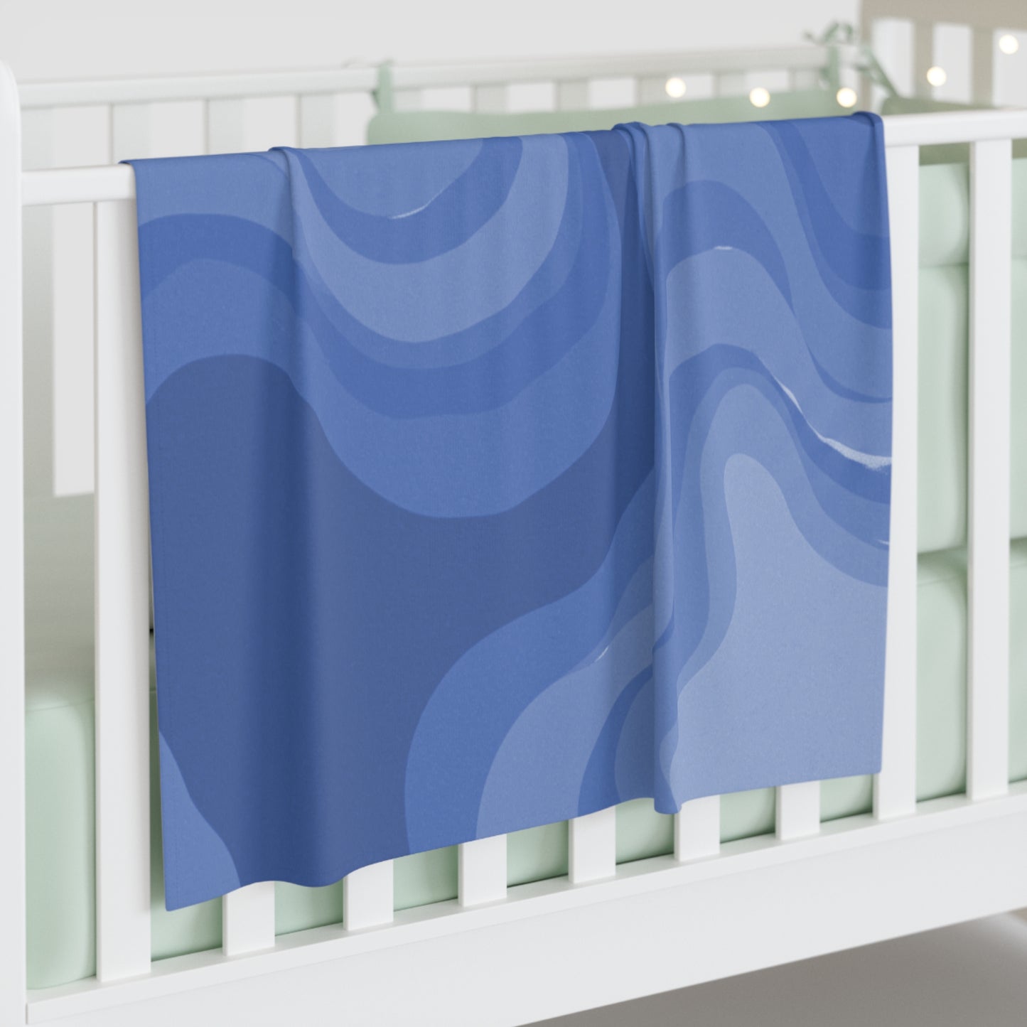 Deep Blue Wavey Baby Swaddle 30″×40″ Blanket