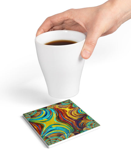 Uzi Spiral Alpha 4" x 4" Square Ceramic Coaster