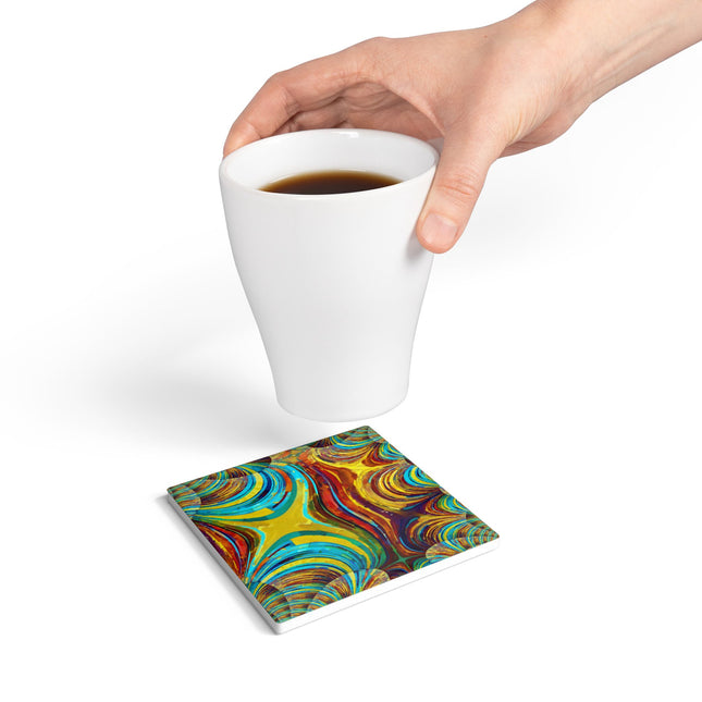 Uzi Spiral Alpha 4" x 4" Square Ceramic Coaster