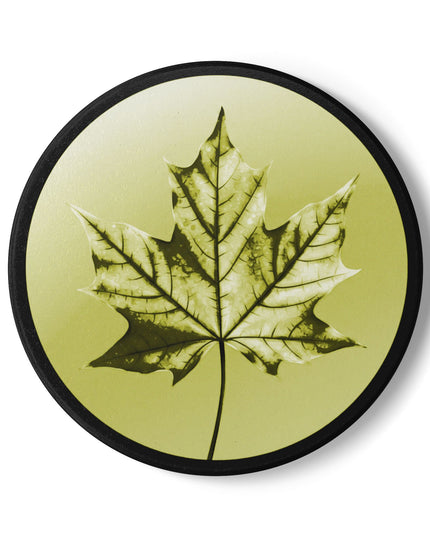 Lemongrass Maple Leaf 4" x 4" Round Ceramic Coaster