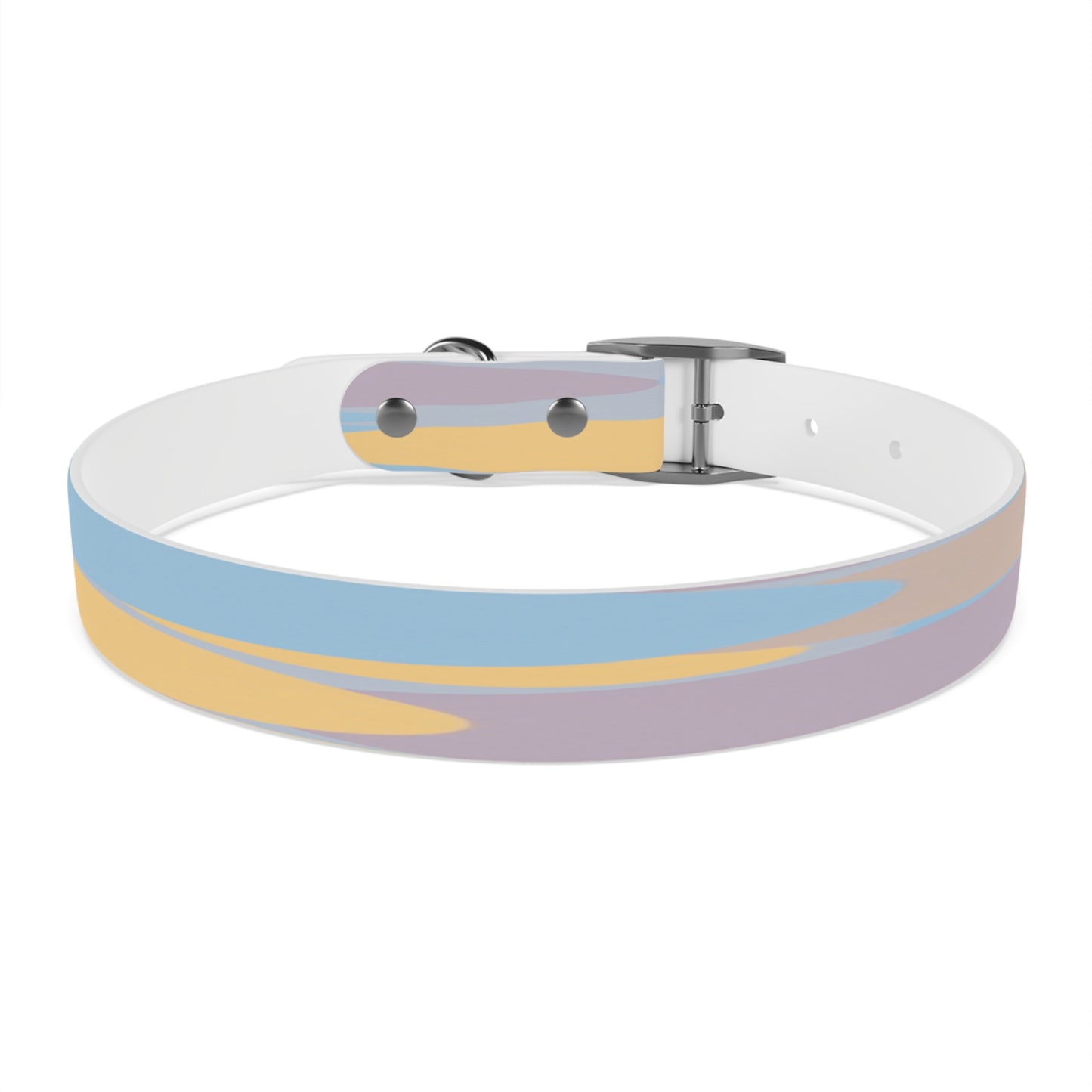 Pastel Baby Blue and Peach Patches Large Dog Collar