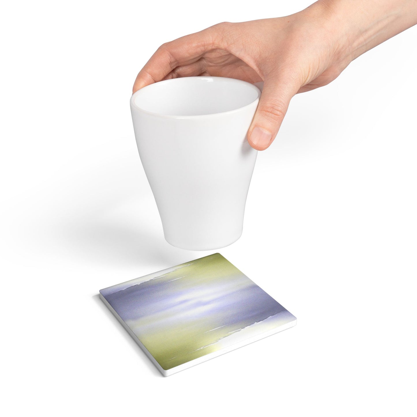 Lavender Sea Golden Fog 4" x 4" Square Ceramic Coaster