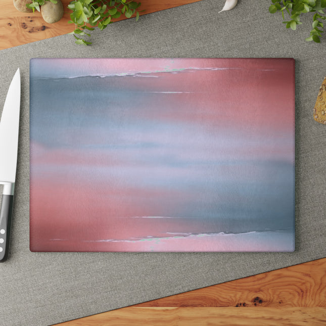 Gray Sea Pink Fog Glass Cutting Board, 11" x 15"