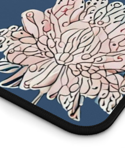 Rose White Floral Butterflies 16" x 32" Desk Mat
