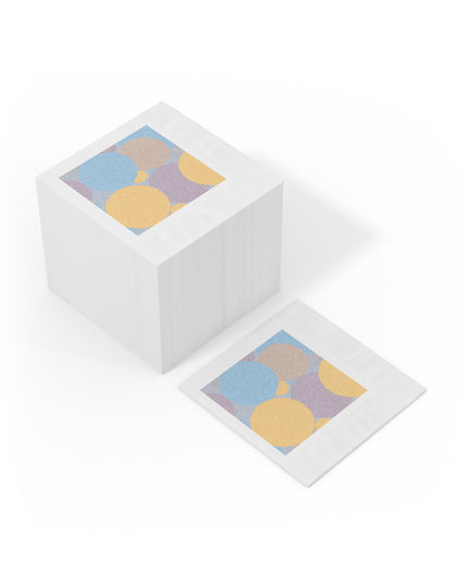 Pastel Baby Blue and Peach Patches White Coined Napkins, 6.5" x 6.5"