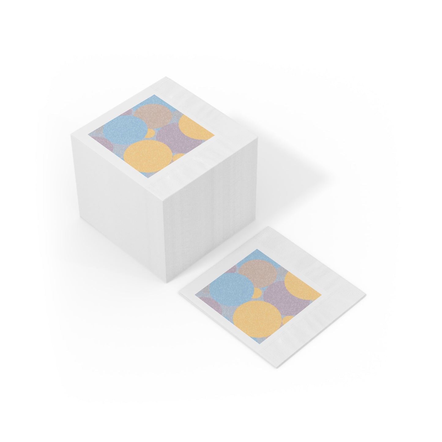 Pastel Baby Blue and Peach Patches White Coined Napkins, 6.5" x 6.5"