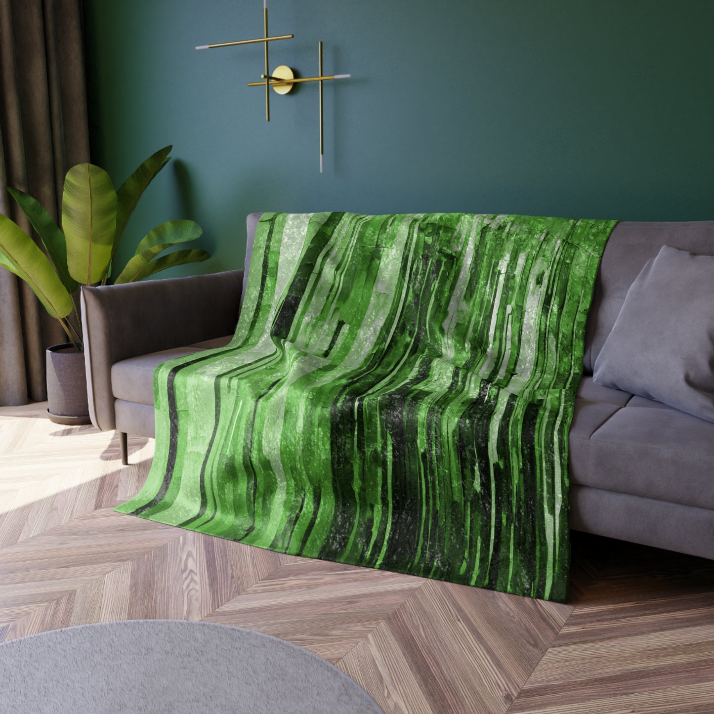 Striped Mint Pastel 50" x 60" Crushed Velvet Blanket