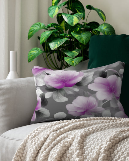 Purple Blossom Floral Bunch Spun Polyester Lumbar Pillow, 20" x 14"