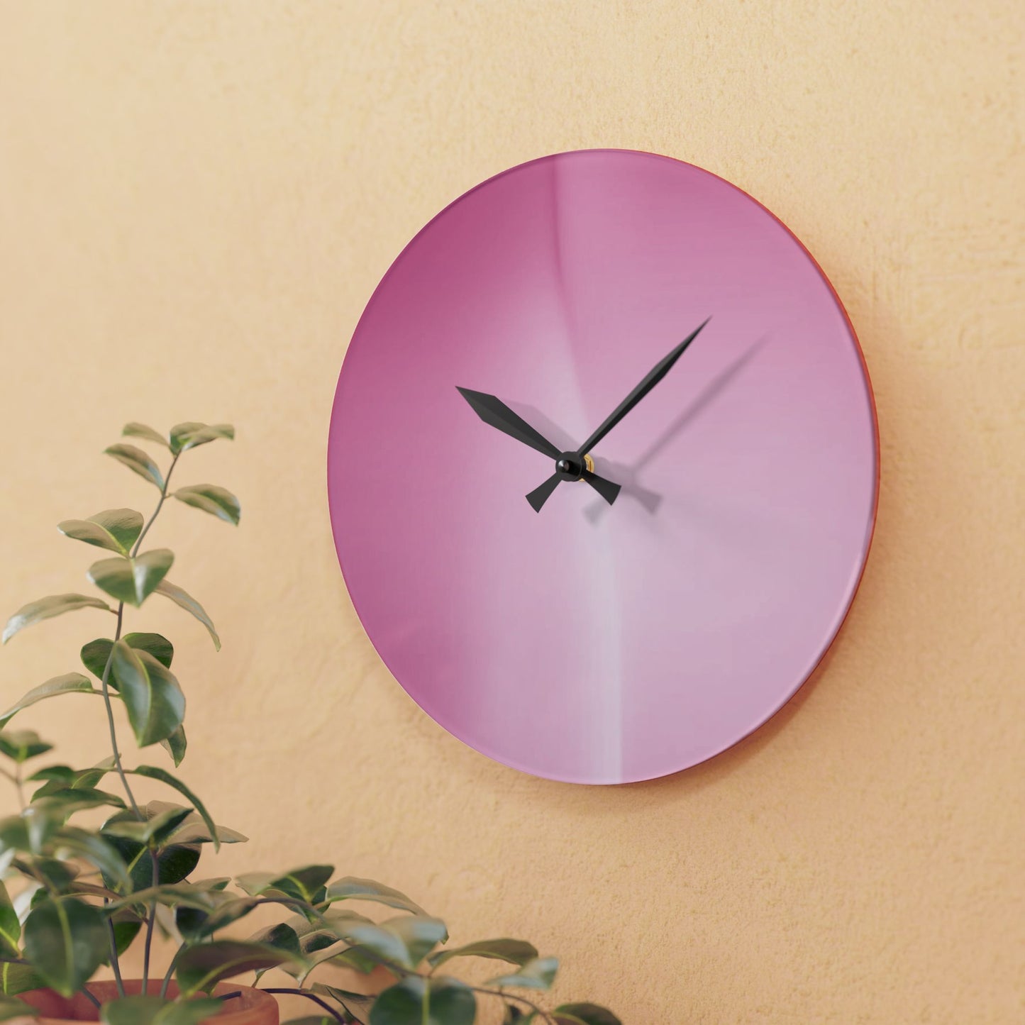 Pink Blush Fade Acrylic Wall Clock, Round or Square, 10.75" x 10.75"