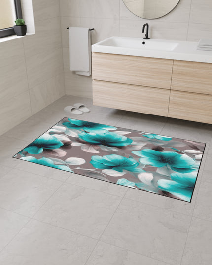 Tif Green Gray Floral Bunch Heavy Duty Floor Mat, 36" x 60"