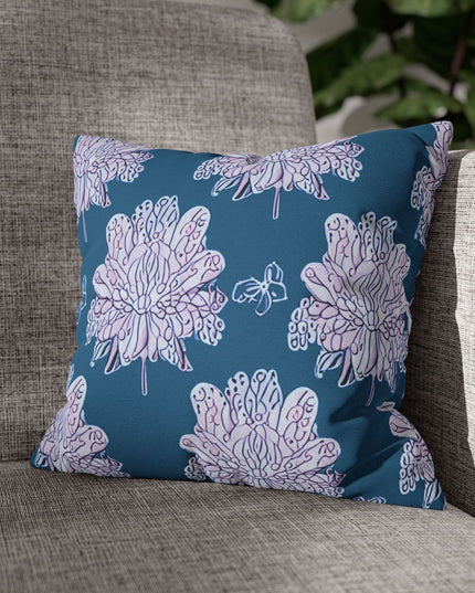 Lavender Floral Butterflies Spun Polyester Square Pillowcase, 14" x 14"