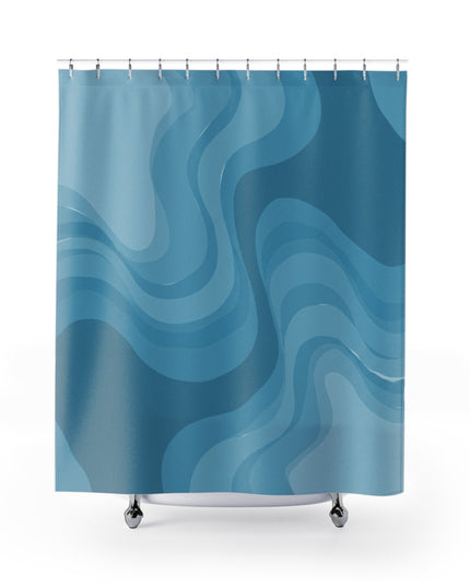 Sky Blue Wavey Shower Curtains, 71" x 74"