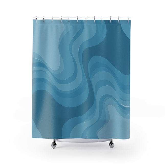 Sky Blue Wavey Shower Curtains, 71" x 74"
