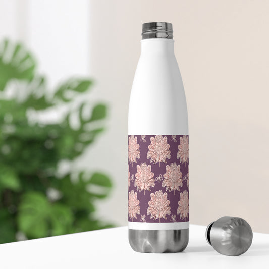 Pink Floral Butterflies 20oz Insulated Water Bottle