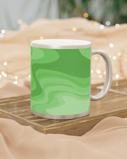 Greenie Meanie Wavey 11 oz Metallic Mug (Silver\Gold)