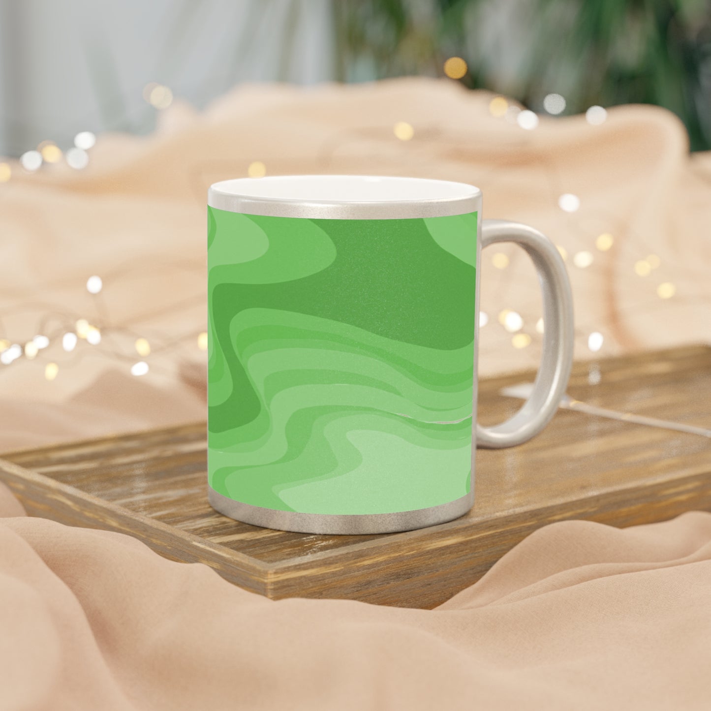 Greenie Meanie Wavey 11 oz Metallic Mug (Silver\Gold)