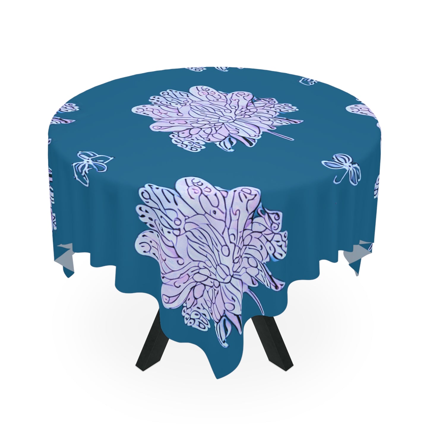Lavender Floral Butterflies Tablecloth, 55" x 55"