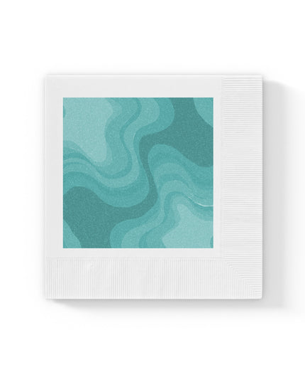 Tif Green Wavey White Coined Napkins, 6.5" x 6.5"