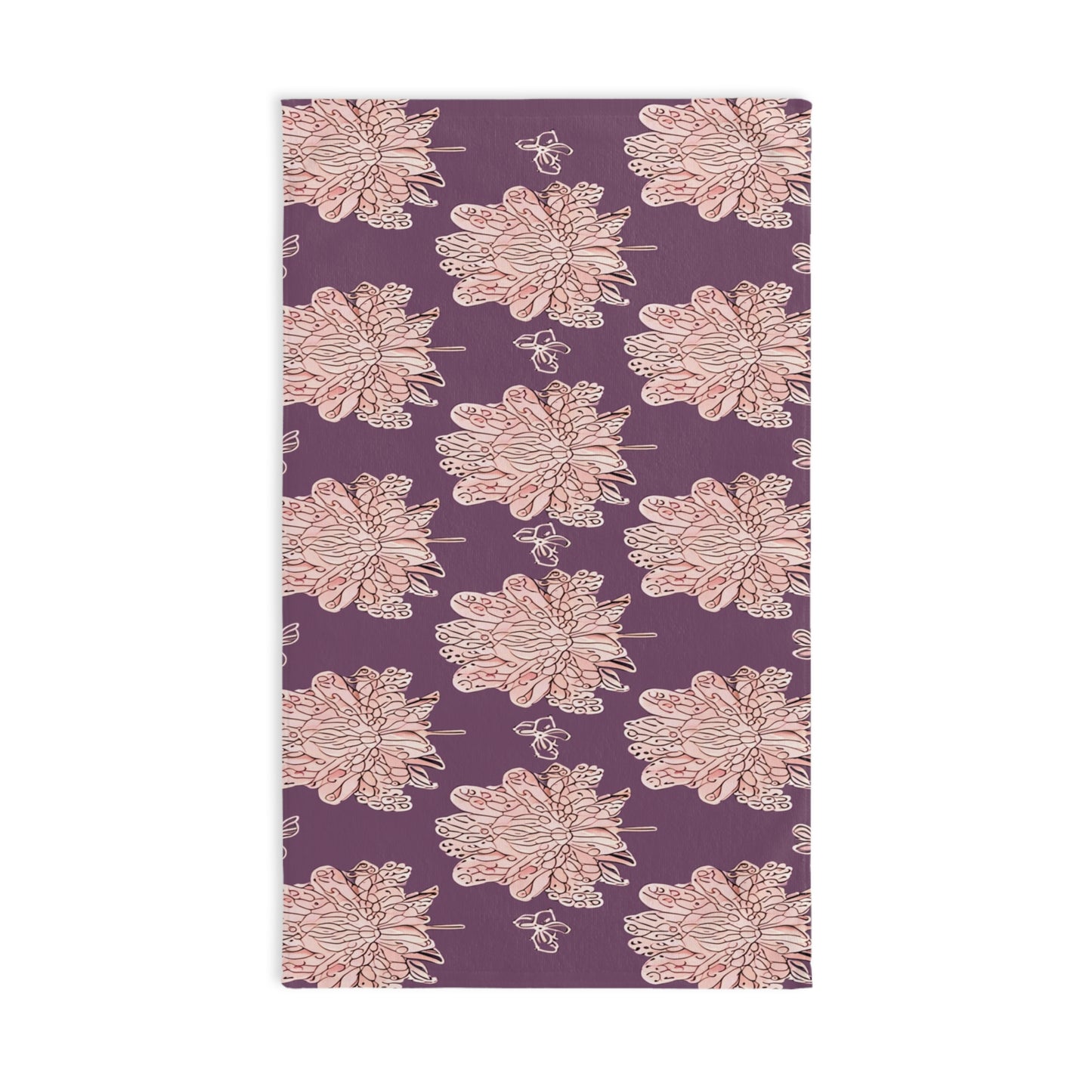 Pink Floral Butterflies Hand Towel, 16" x 28"