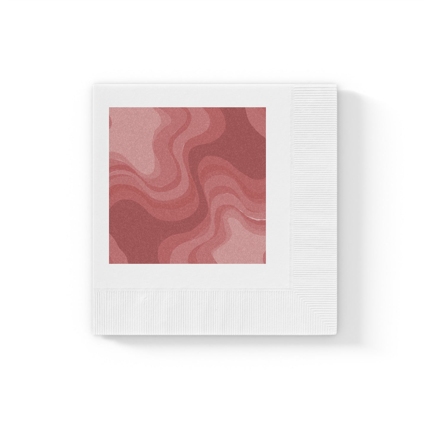 Power Red Wavey White Coined Napkins, 4.8" x 4.8"