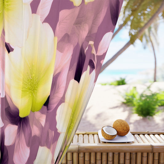 Lemon Blossom Floral Bunch Window Curtain, 50" x  84", blackout