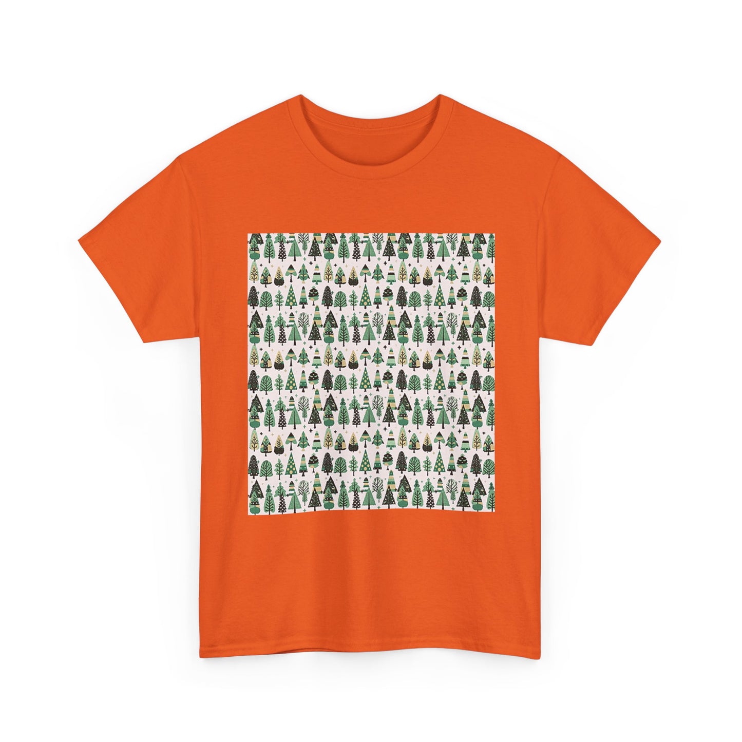 Mini Vintage Green Trees Unisex Heavy Cotton Tee, Medium