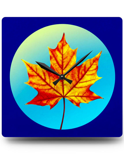 Alpha Maple Leaf Acrylic Wall Clock, Round or Square, 10.75" x 10.75"