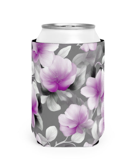 Purple Blossom Floral Bunch 12 oz Can Cooler Sleeve