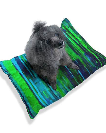 Striped Blue Green 28" × 18" Pet Bed