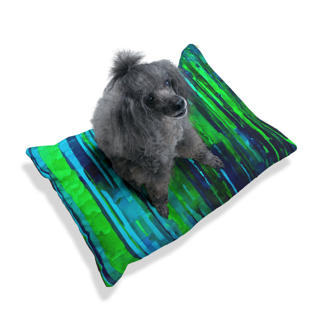 Striped Blue Green 28" × 18" Pet Bed