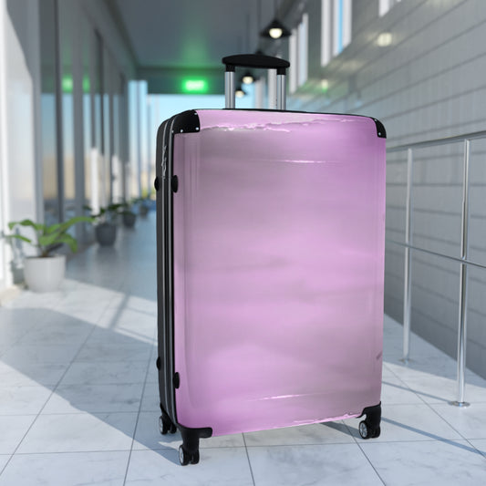 Dark Pink Sea Amethyst Fog Large Suitcase with built in lock, 4 double-wheels, telescopic handle, and ABS back hard-shell