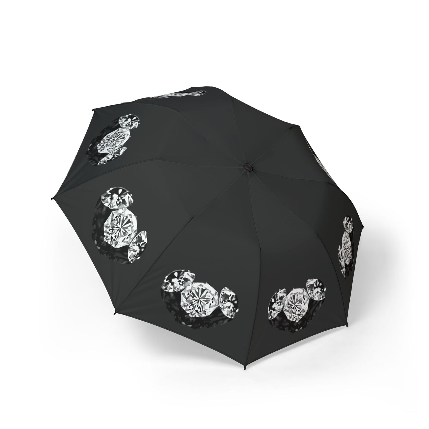 Stylish White Tri-Diamonds Foldable Umbrella - Compact & Chic
