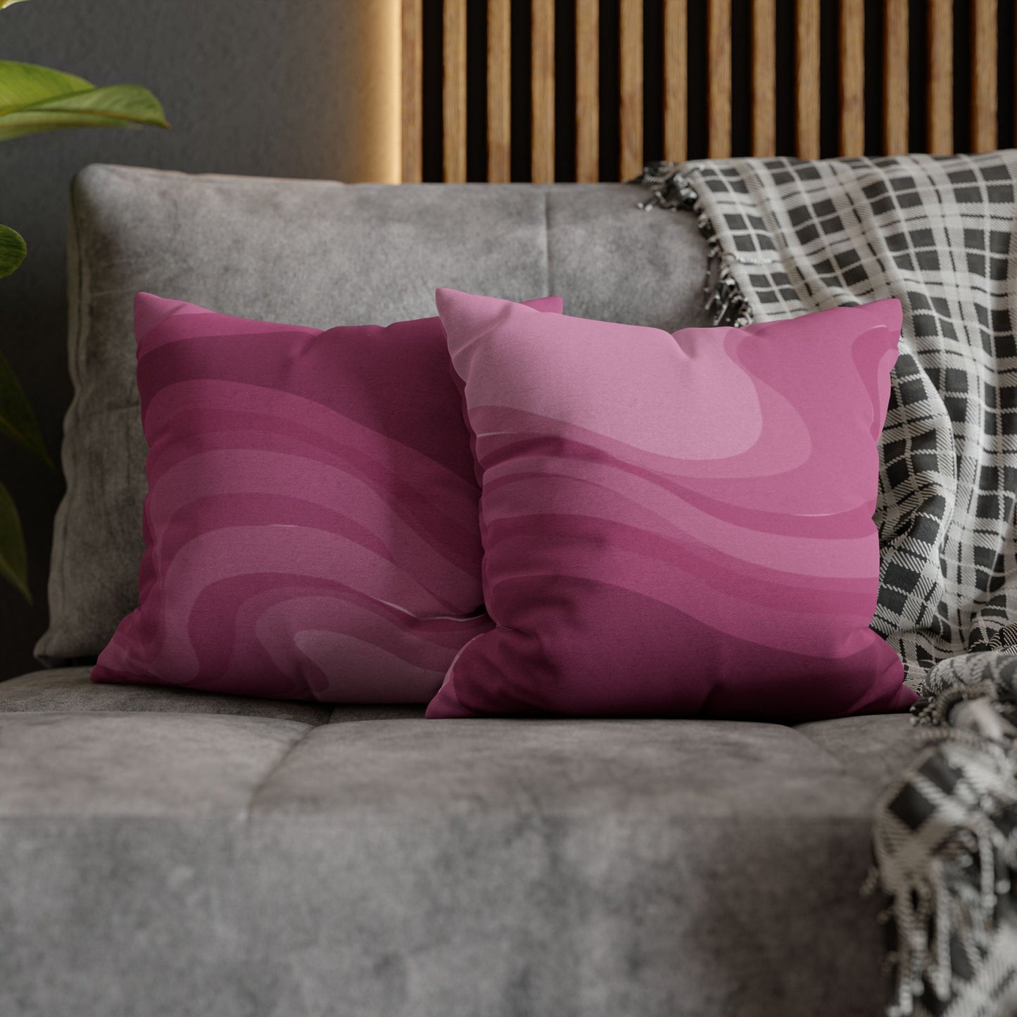 Pinky Mauve Wavey Spun Polyester Square Pillowcase, 14" x 14"