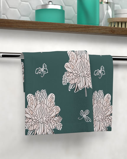 Soft White Floral Butterflies Face Towel, 13" x 13"