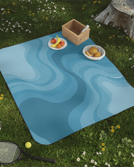 Sky Blue Wavey 61" × 51" Picnic Blanket