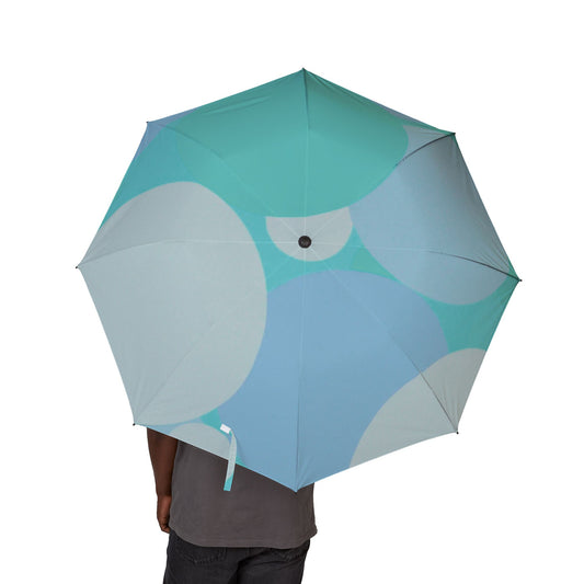 Pastel Tan and Tif Patches Foldable Umbrella - Compact & Chic