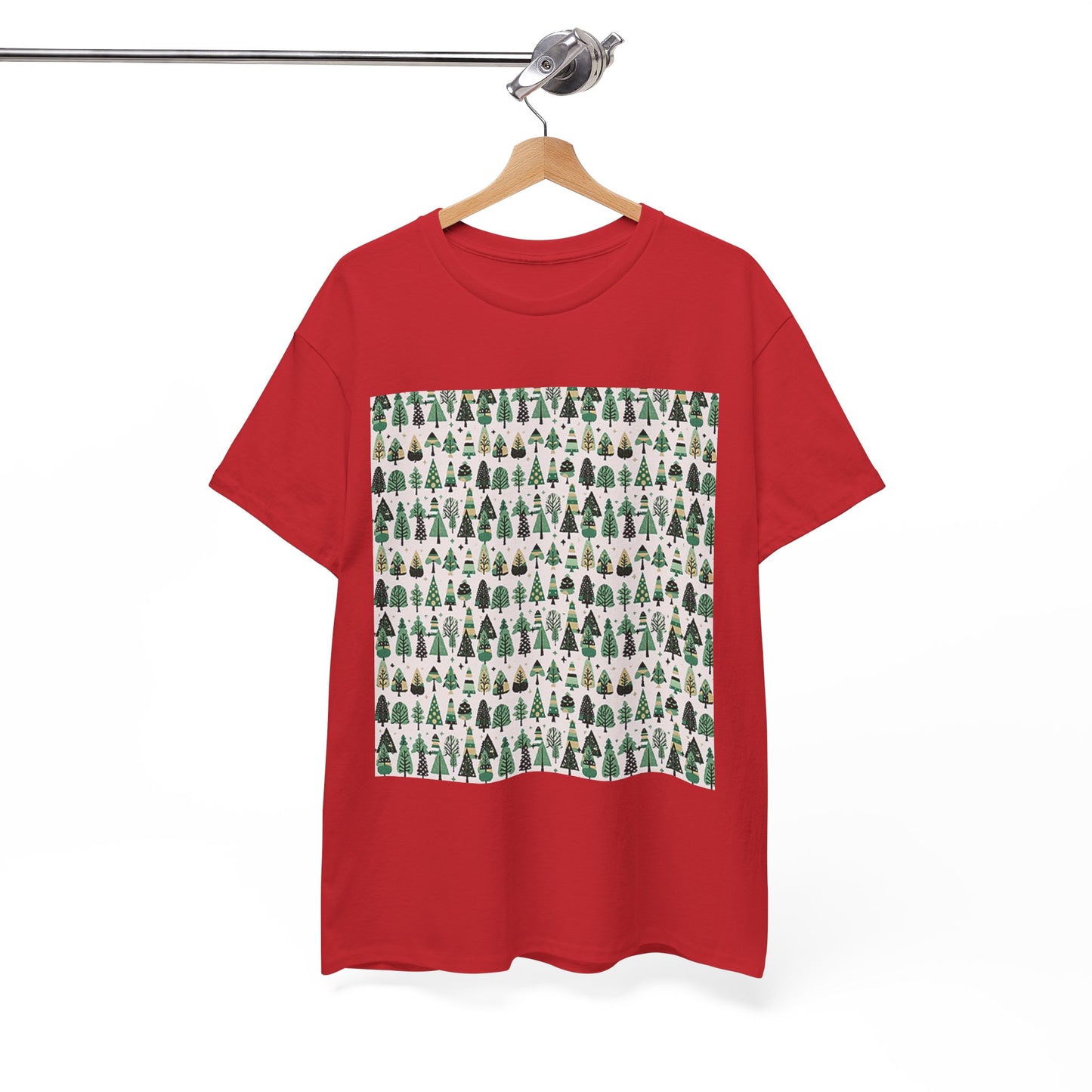 Mini Vintage Green Trees Unisex Heavy Cotton Tee, Medium