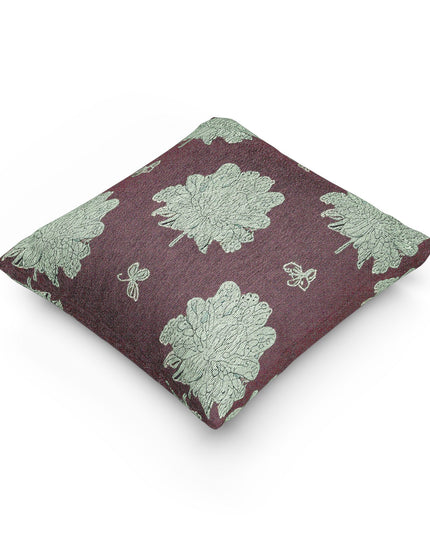 Blue Green Floral Butterflies Woven Pillow, 17" x 18"