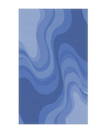 Deep Blue Wavey Tea Towels (cotton, poly), 18" x "30