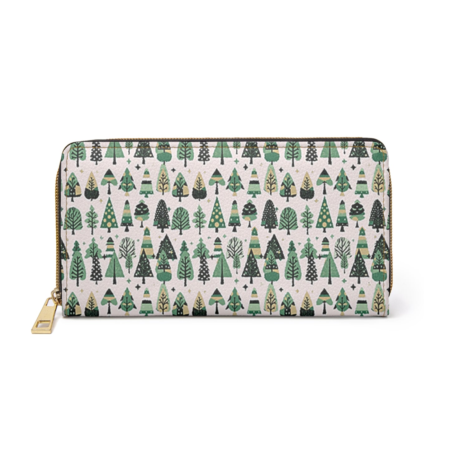 Mini Vintage Green Trees Elegant Abstract Zipper Wallet - Stylish & Functional Accessory for Everyday Use